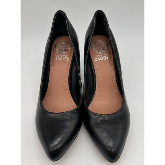 Vince Camuto Vickiy Women Black Leather Pumps Heels Size 6.5M - Picture 3 of 7